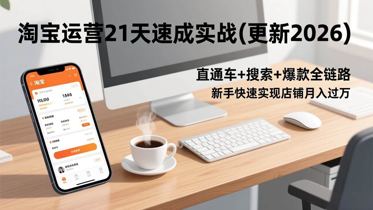 (17201期)淘宝运营21天速成实战(更新2026),直通车+搜索+爆款全链路,新手快速实现店铺月入过万-微科网创