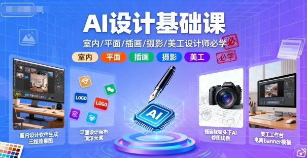 AI设计基础课，室内、平面、插画、摄影、美工设计师必学的-微科网创