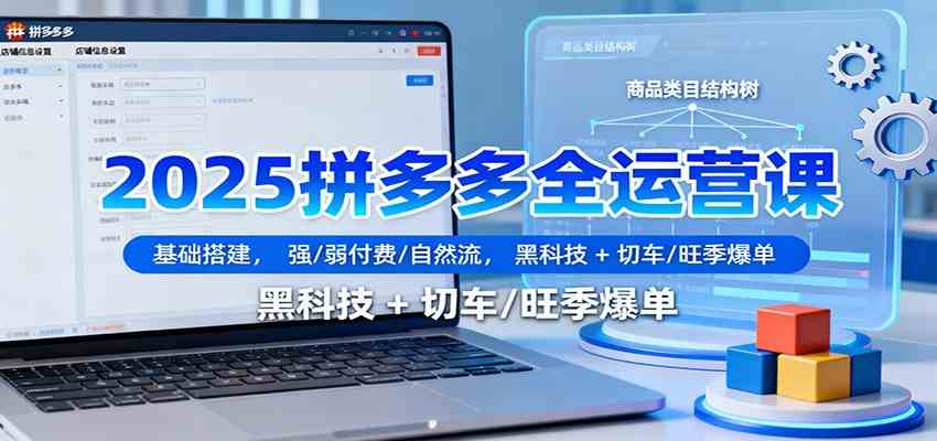 2025拼多多全运营课:基础搭建,强/弱付费/自然流,黑科技 + 切车/旺季爆单-微科网创