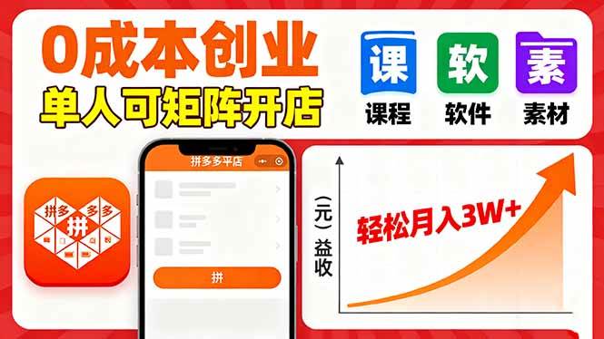 (16047期)拼多多虚拟电商,0成本,单人可矩阵开店,轻松月入3W+-微科网创