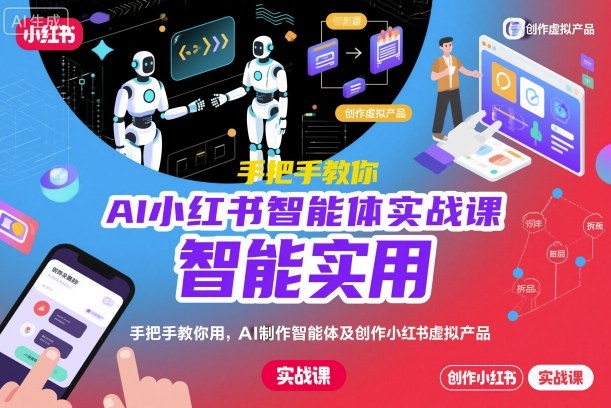 AI小红书智能体实战课,手把手教你用AI制作智能体及创作小红书虚拟产品,提效+内容商业化-微科网创