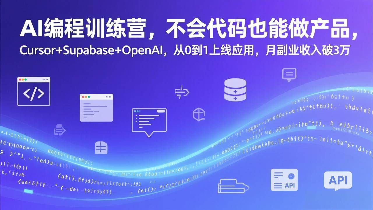 (17388期)AI编程训练营,不会代码也能做产品,Cursor+Supabase+OpenAI,从0到1上线应用,月副业收入破3万-微科网创