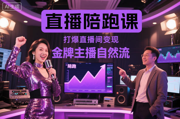 直播陪跑课,金牌主播自然流打爆直播间,复制高变现玩法-微科网创