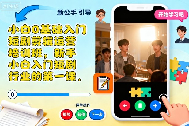 小白0基础入门短剧剪辑运营培训班，新手小白入门短剧行业的第一课-微科网创