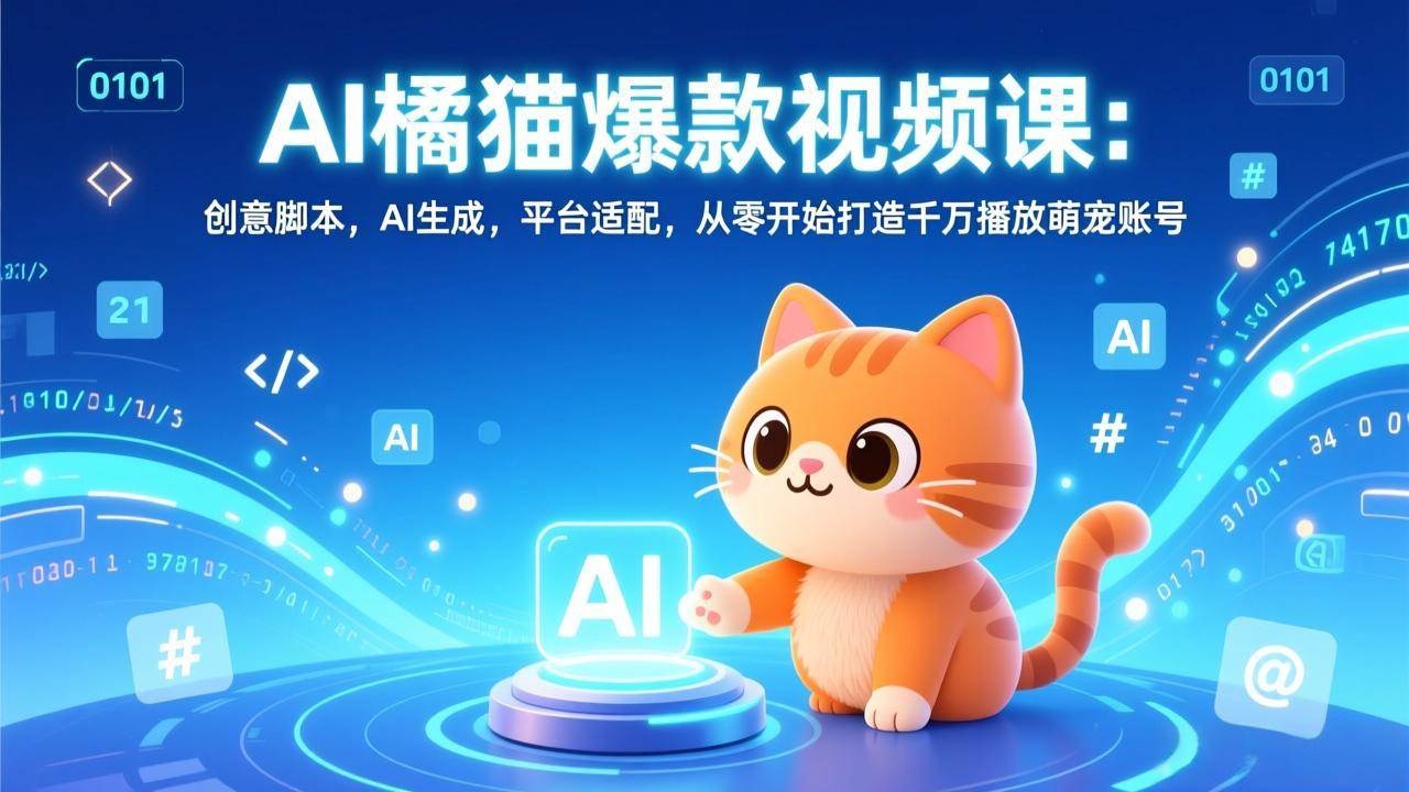 （17091期）AI橘猫爆款视频课：创意脚本，AI生成，平台适配，从零开始打造千万播放萌宠账号-微科网创