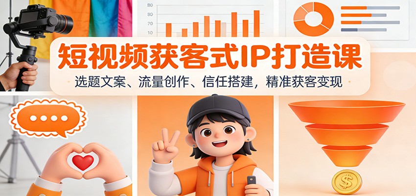 短视频获客式IP打造课:选题文案、流量创作、信任搭建,精准获客变现-微科网创