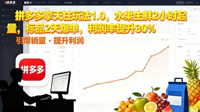 (16429期)拼多多 擎天柱玩法1.0,水果生鲜2小时起量,标品2天爆单,利润率提升30%-微科网创