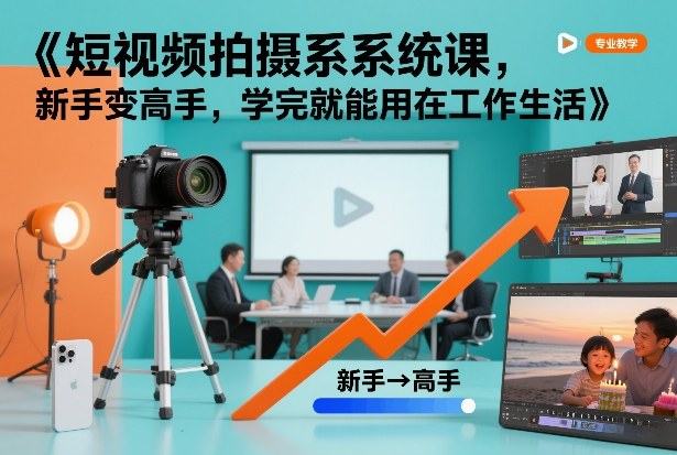 短视频拍摄系统课，新手变高手，学完就能用在工作生活-微科网创