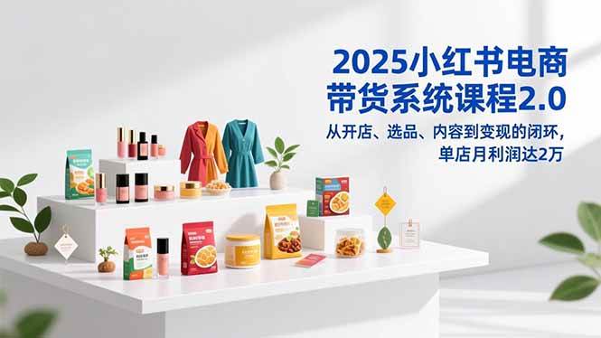（16880期）2025小红书电商带货系统课程2.0，从开店、选品、内容到变现的闭环，单店月利润达2万-微科网创