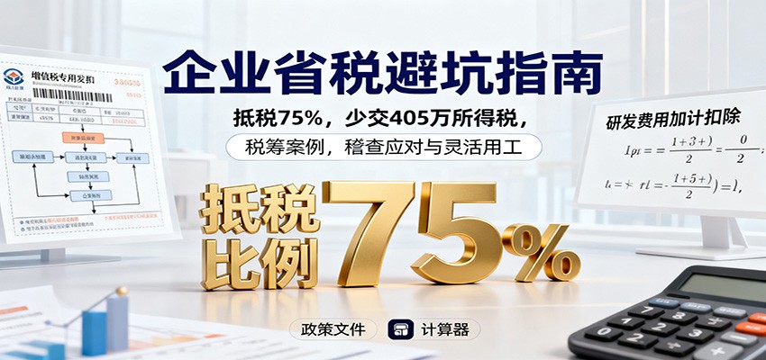 企业省税避坑指南：抵税75%，少交405万所得税，税筹案例，稽查应对与灵活用工-微科网创