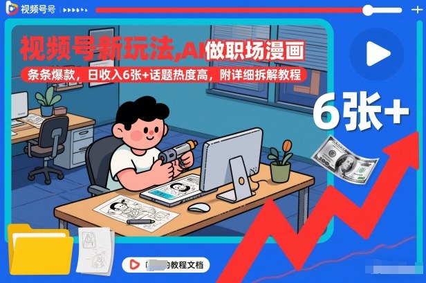 视频号新玩法，AI做职场漫画，条条爆款，日收入6张+话题热度高，附详细拆解教程-微科网创