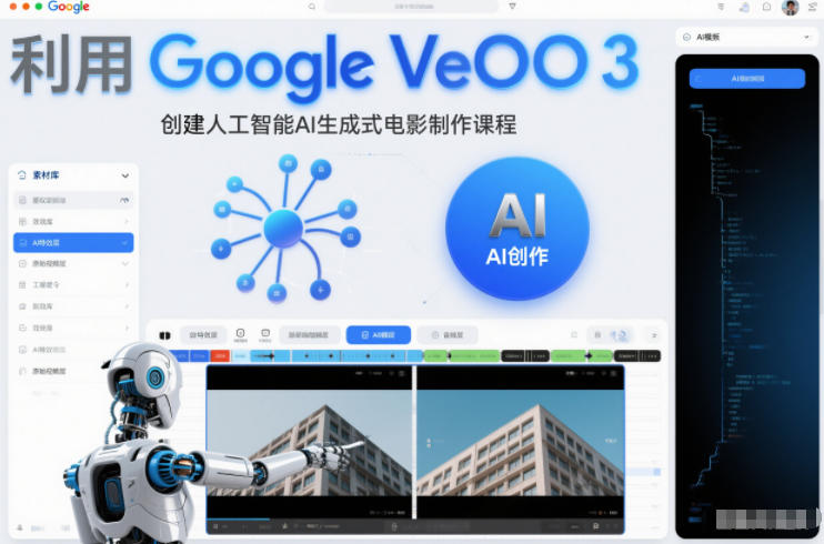 利l用Google Veo 3创建人工智能AI生成式电影制作课程，使用人工智能的力量创建令人惊叹的视频-微科网创