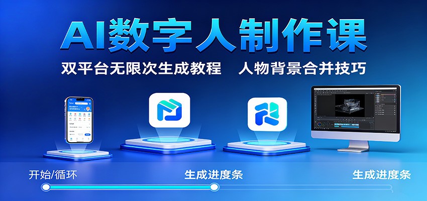 AI数字人制作课：双平台无限次生成教程，人物背景合并技巧-微科网创