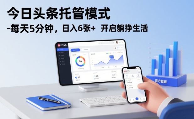 今日头条托管模式，每天5分钟，日入6张+，开启躺挣生活【揭秘】-微科网创