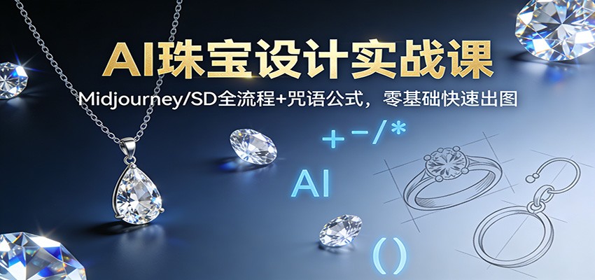 AI珠宝设计实战课:Midjourney/SD全流程+咒语公式,零基础快速出图-微科网创