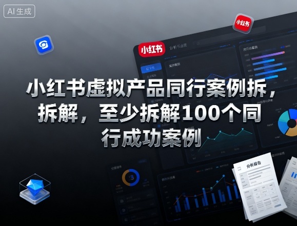 小红书虚拟产品同行案例拆解，至少拆解100个同行成功案例-微科网创