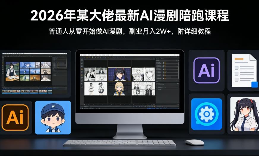 26年某大佬最新Ai漫剧陪跑课程，普通人从零开始做AI漫剧，副业月入2W+-微科网创