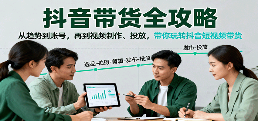 抖音带货全攻略：从趋势到账号，再到视频制作、投放，带你玩转抖音短视频带货-微科网创