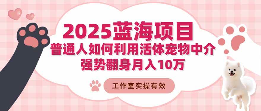 （16489期）2025蓝海项目：普通人如何利用活体宠物中介，强势翻身月入10万-微科网创