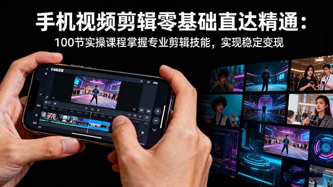 （16466期）手机视频剪辑零基础直达精通：100节实操课程掌握专业剪辑技能，实现稳…-微科网创