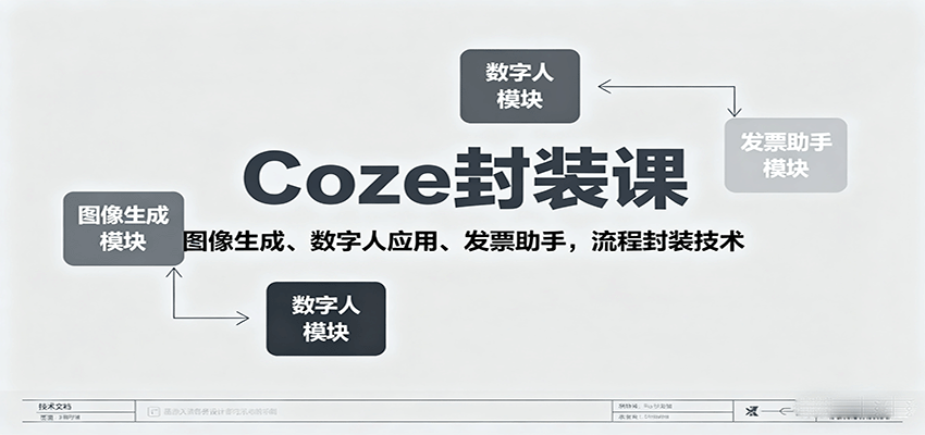 Coze封装课，图像生成、数字人应用、发票助手，流程封装技术-微科网创