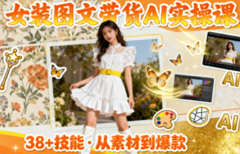 女装图文带货的AI实操课，覆盖38个实用技能，快速提升素材制作效率-微科网创