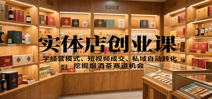 实体店创业课:学经营模式、短视频成交、私域自动转化,挖掘烟酒茶赛道机会-微科网创