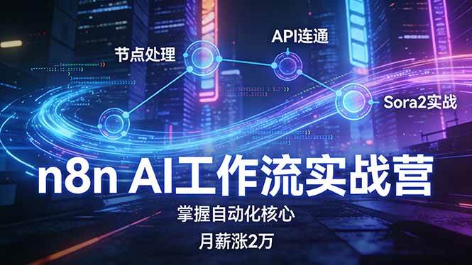 （17458期）n8n AI工作流实战营，节点处理+API连通+Sora2实战，掌握自动化核心月薪涨2万-微科网创