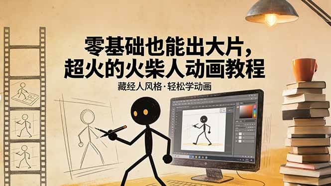 (17464期)零基础也能出大片,超火的火柴人动画教程(藏经人风格)-微科网创
