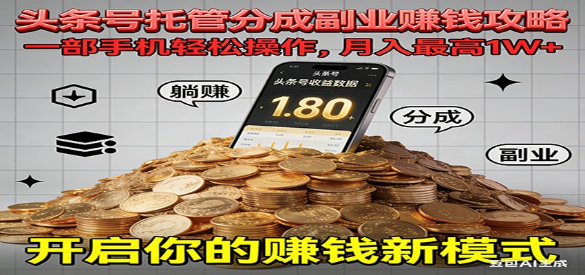 全程托管今日头条,一部手机就可以开干,最高躺赚1W+-微科网创