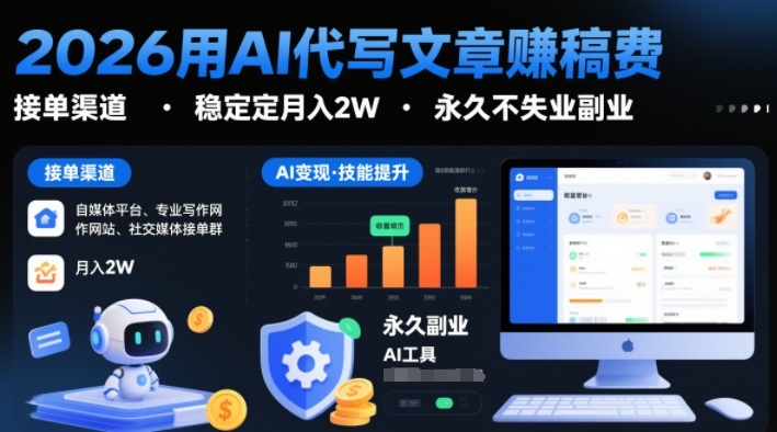 2026用AI代写文章賺稿费，提供接单渠道，稳定月入2W，永久不失业副业-微科网创