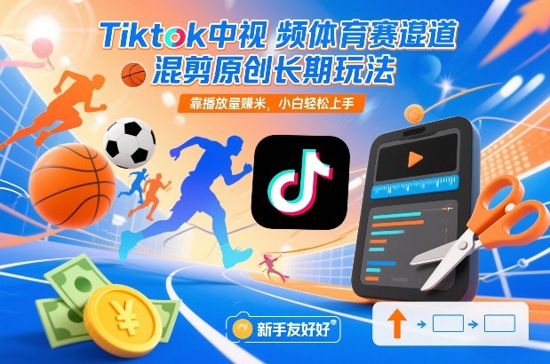 Tiktok中视频体育赛道混剪原创长期玩法，靠播放量賺米，小白轻松上手-微科网创