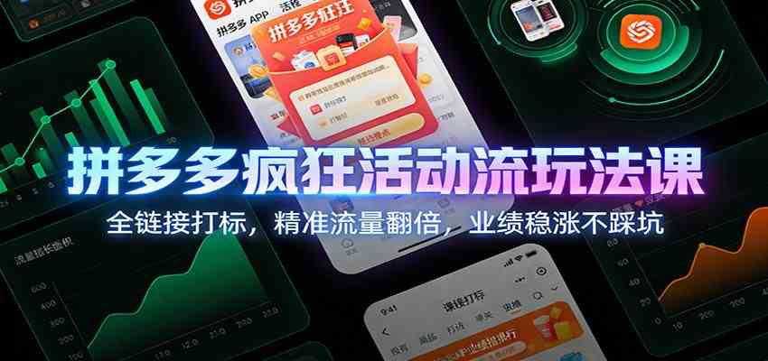 拼多多疯狂活动流玩法课：全链接打标，精准流量翻倍，业绩稳涨不踩坑-微科网创
