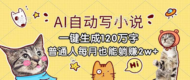 (17025期)AI自动写小说,一键生成120万字,普通人每月也能躺赚2w+-微科网创