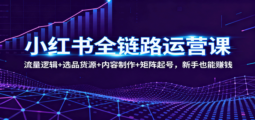 小红书全链路运营课：流量逻辑+选品货源+内容制作+矩阵起号，新手也能赚钱-微科网创