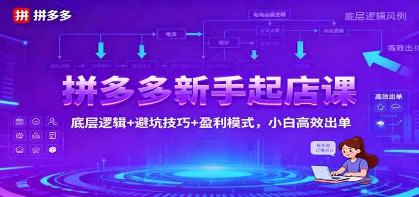 拼多多新手起店课：底层逻辑+避坑技巧+盈利模式，小白高效出单-微科网创