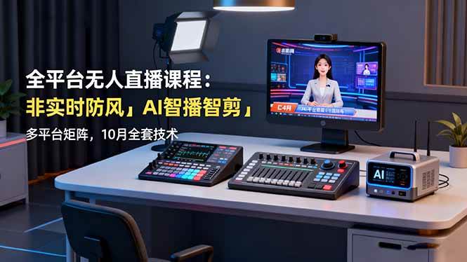 （16279期）全平台无人直播课程：非实时防风＋AI智播智剪＋多平台矩阵，10月全套技术-微科网创