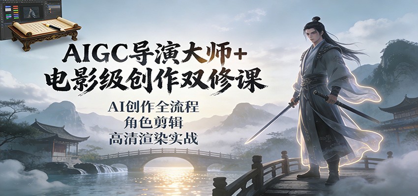 AIGC导演大师+电影级创作双修课：AI创作全流程、角色剪辑、高清渲染实战-微科网创