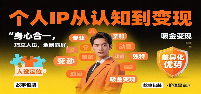 个人IP从认知到变现，身心合一，巧立人设，全网霸屏，吸金变现-微科网创