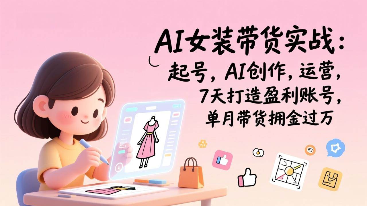 （17088期）AI女装带货实战：起号，AI创作，运营，7天打造盈利账号，单月带货佣金过万-微科网创