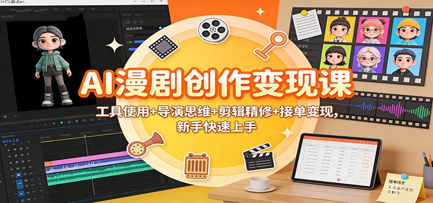 AI漫剧创作变现课：工具使用+导演思维+剪辑精修+接单变现，新手快速上手-微科网创