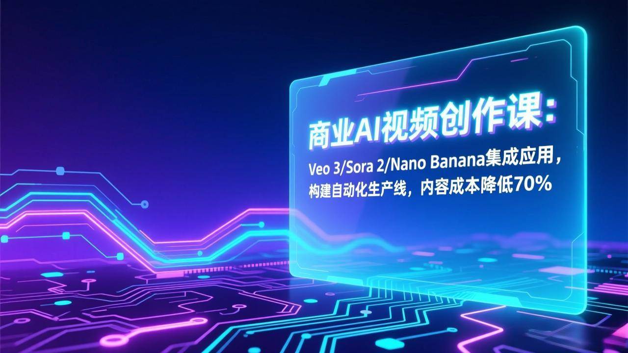 （17070期）商业AI视频创作课：Veo 3/Sora 2/Nano Banana集成应用，构建自动化生产线，内容成本降低70%-微科网创
