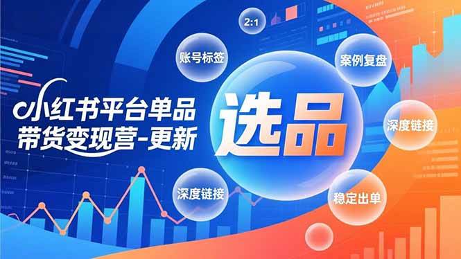 (16979期)小红书平台单品带货变现营-更新,极致选品、账号标签、案例复盘,深度链接,快速启动稳定出单-微科网创