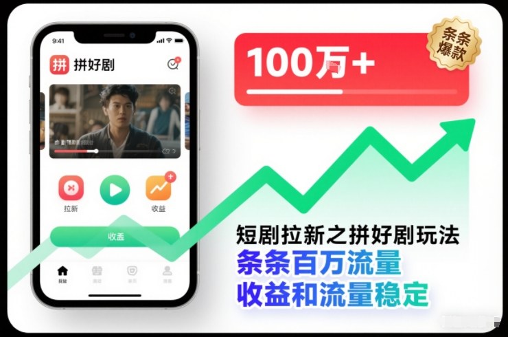 短剧拉新之拼好剧玩法，条条百万流量，收益和流量稳定-微科网创