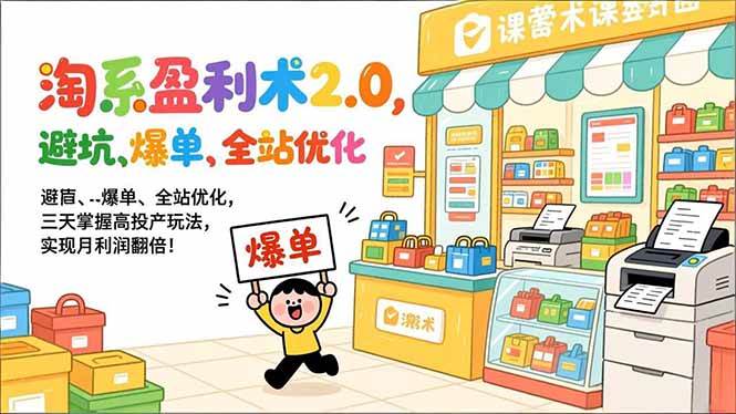 （17127期）淘系盈利术2.0，避坑、爆单、全站优化，三天掌握高投产玩法，实现月利润翻倍！-微科网创