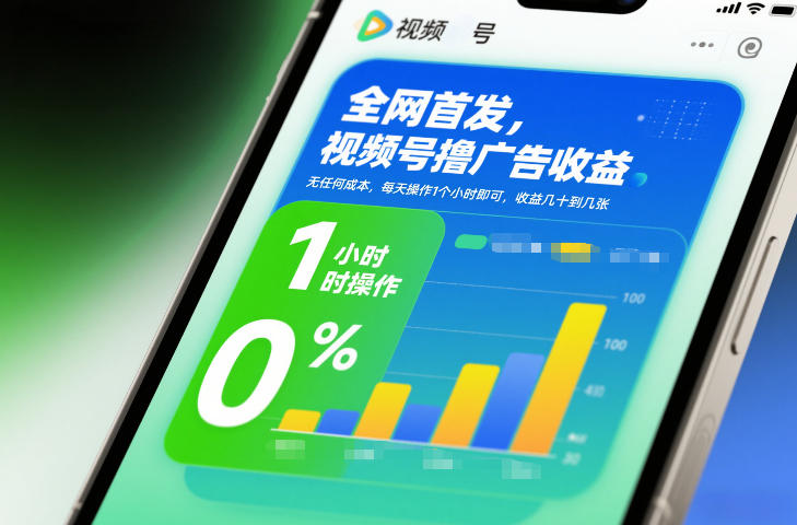 全网首发，视频号撸广告收益，无任何成本，每天操作1个小时即可，收益几十到几张-微科网创