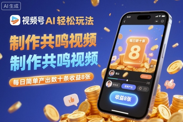 视频号AI轻松玩法，制作共鸣视频，每日简单产出数十条收益8张-微科网创
