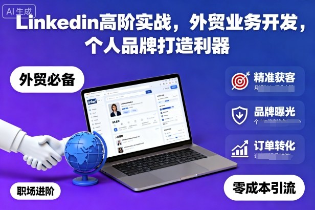 Linkedin高阶实战，外贸业务开发，个人品牌打造利器-微科网创