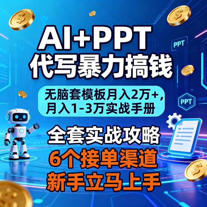 (16783期)AI+PPT代写暴力搞钱:无脑套模板月入2万+,月入1-3万实战手册 (16783期)AI+PPT代写暴力搞钱:无脑套模板月入2万+,月入1-3万实战手册