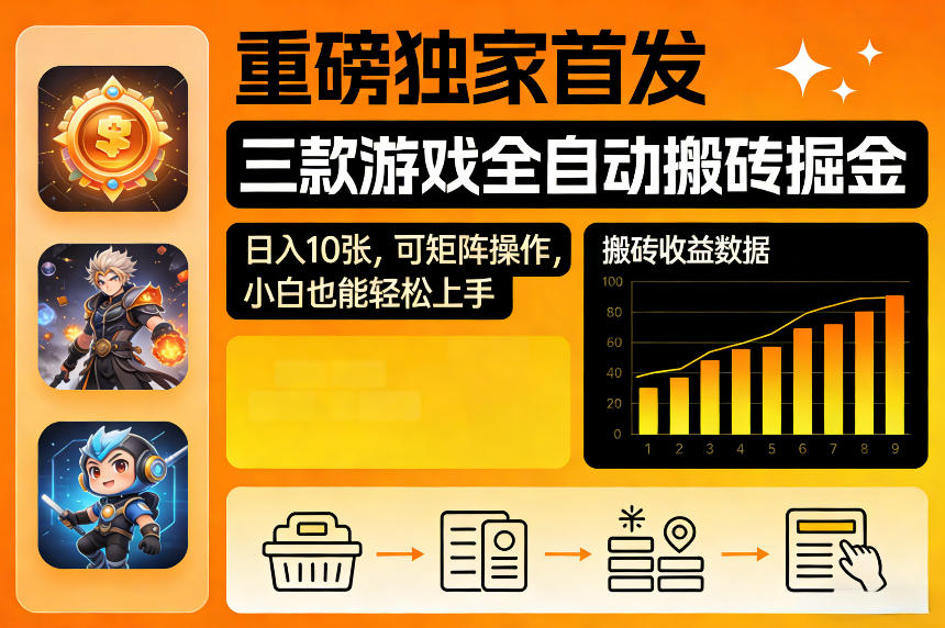 重磅独家首发，三款游戏全自动搬砖掘金，日入10张，可矩阵操作，小白也能轻松上手【揭秘】-微科网创